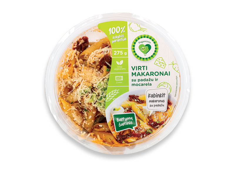 PAGAMINTA IKI virti makaronai su padažu ir mocarela
			, 
				 275 g, 10,87 Eur/kg