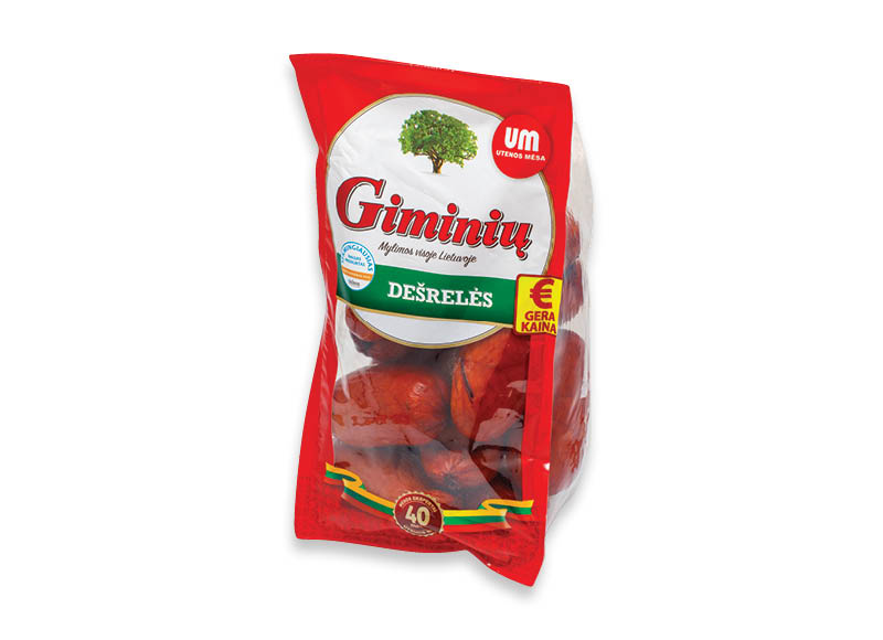 Karštai rūkytos GIMINIŲ dešrelės
,
800 g, 4,36 Eur/kg Karštai rūkytos GIMINIŲ dešrelės
,
800 g, 4,36 Eur/kg