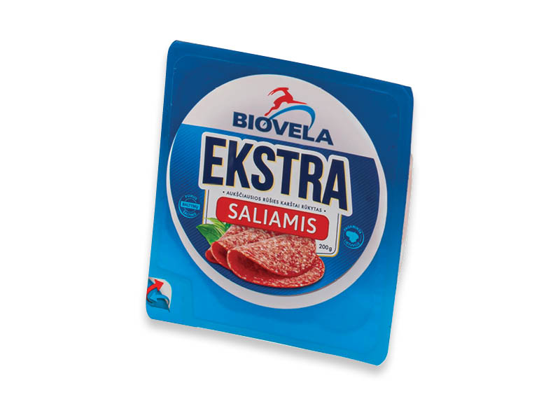 Karštai rūkytas saliamis BIOVELA EKSTRA
			, 
				 200 g, 7,95 Eur/kg