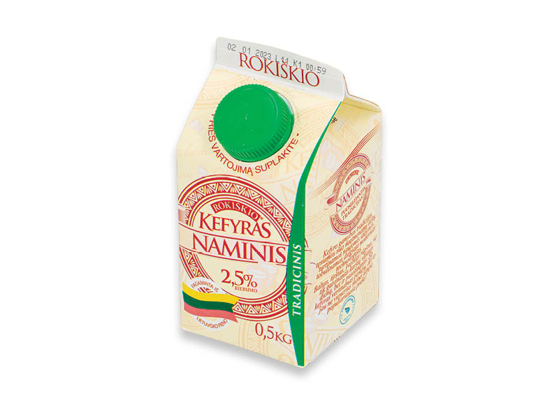 ROKIŠKIO NAMINIS kefyras
			, 
				 0,5 l, 2,5 % rieb. 1,38 Eur/l
