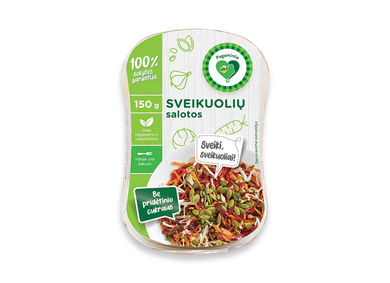 PAGAMINTA IKI SVEIKUOLIŲ salotos
			, 
				 150 g, 10,60 Eur/kg. Ir IKI EXPRESS