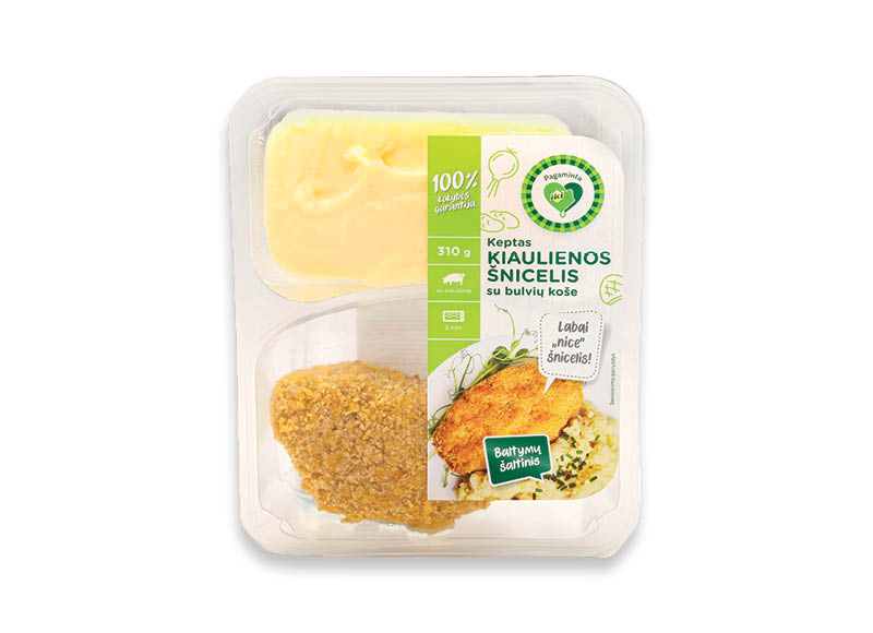 PAGAMINTA IKI keptas kiaulienos šnicelis su bulvių koše
			, 
				 310 g, 10,61 Eur/kg