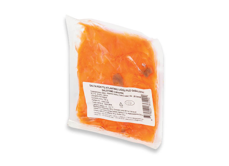 Šaltai rūkyti lašišų gabaliukai salotoms
			, 
				 100 g, 15,90 Eur/kg