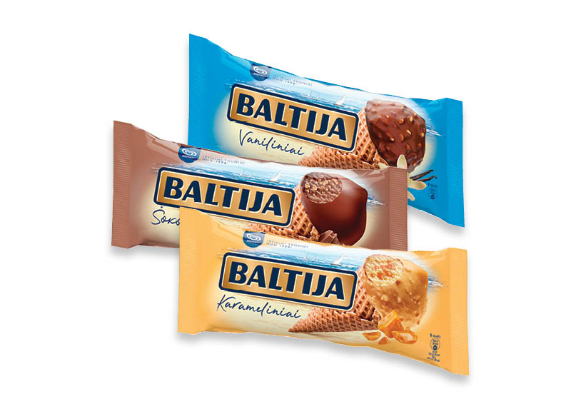 Valgomieji ledai BALTIJA vafliniame ragelyje
			, 
				 140 ml, 150 ml, 3 rūšių