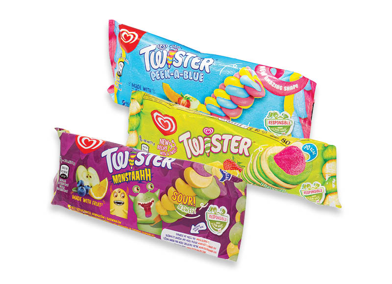 Valgomieji ledai TWISTER
			, 
				 70 ml, 3 rūšių, 8,43 Eur/l