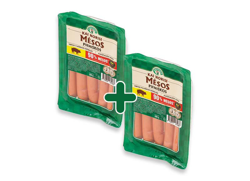 Virtos pieniškos dešrelės KAI NORISI MĖSOS
			, 
				 280 g, 3,39 Eur/vnt.