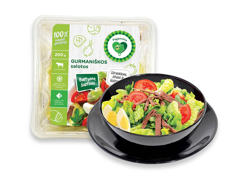 PAGAMINTA IKI GURMANIŠKOS salotos
			, 
				 200 g, 13,95 Eur/kg. Ir IKI EXPRESS