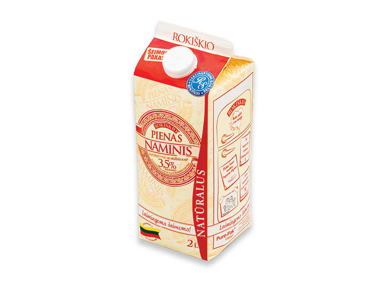 Natūralus ROKIŠKIO NAMINIS pienas
			, 
				 2 l, 3,5 % rieb., 1,20 Eur/l