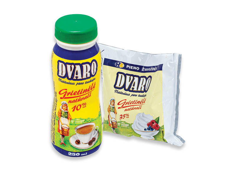 DVARO grietinėlei
			, 
				 200 ml, 250 ml, 450 ml, 500 ml 4 rūšių. Ir IKI EXPRESS