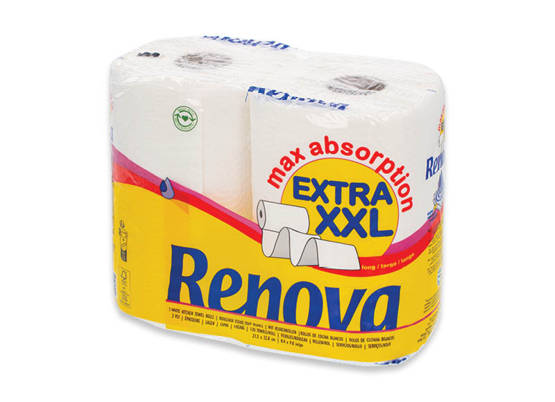 Popieriniai rankšluosčiai RENOVA EXTRA XXL
			, 
				 2 vnt., 2 sl., 1,15 Eur/vnt.