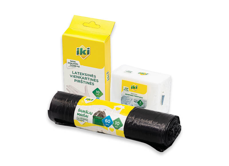 IKI kempinėms, šluostėms, guminėms pirštinėms ir šiukšlių maišams
,
Įvairių rūšių IKI kempinėms, šluostėms, guminėms pirštinėms ir šiukšlių maišams
,
Įvairių rūšių