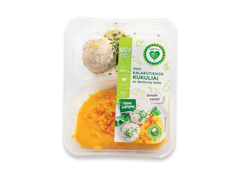 PAGAMINTA IKI virti kalakutienos kukuliai su daržovių koše
			, 
				 290 g, 11,34 Eur/kg