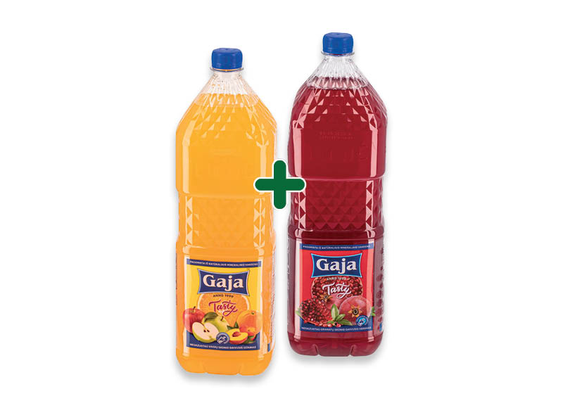 Negazuotas gėrimas GAJA
			, 
				 2 l, 2 rūšių, 1,59 Eur/ vnt. (taros užstato vertė į gėrimo kainą neįskaičiuota)