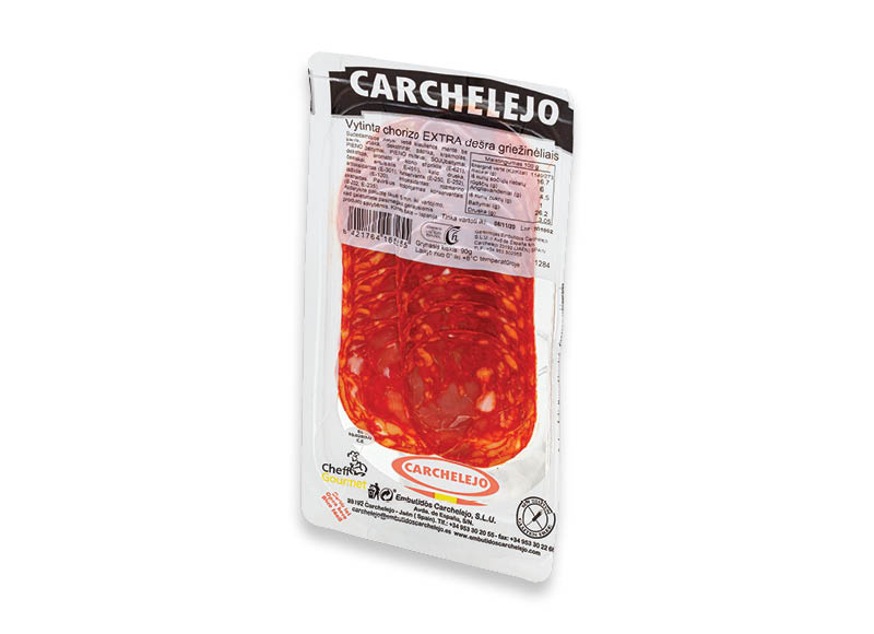 Vytinta dešra CHORIZO EKSTRA griežinėliais
			, 
				 90 g, 22,11 Eur/kg