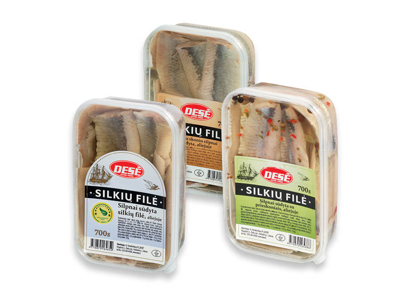 Silpnai sūdyta silkių filė DESĖ aliejuje
			, 
				 700 g, 3 rūšių, 5,70 Eur/kg