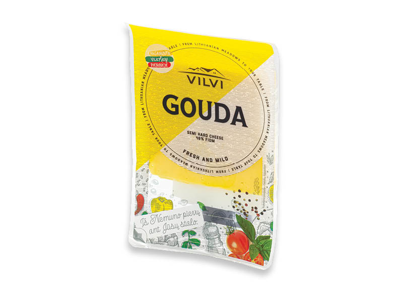 Puskietis sūris VILVI GOUDA riekutėmis
			, 
				 150 g, 48 % rieb., 9,27 Eur/kg