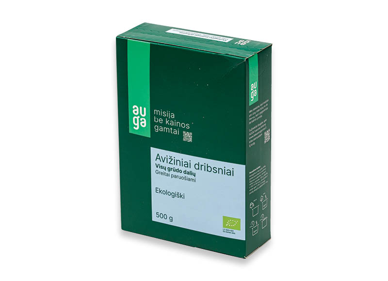 Avižiniams dribsniams AUGA
,
500 g, 2 rūšių Avižiniams dribsniams AUGA
,
500 g, 2 rūšių