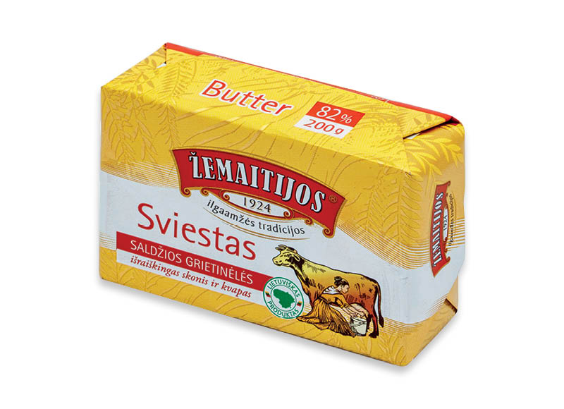 ŽEMAITIJOS saldžios grietinėlės sviestas
			, 
				 200 g, 82 % rieb., 7,75 Eur/kg. Ir IKI EXPRESS