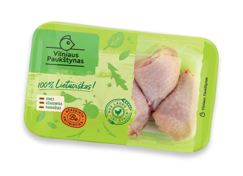 Viščiukų broilerių blauzdelės be sąnario VILNIAUS PAUKŠTYNAS
			, 
				 (užauginta be antibiotikų) 500 g, 4,78 Eur/kg