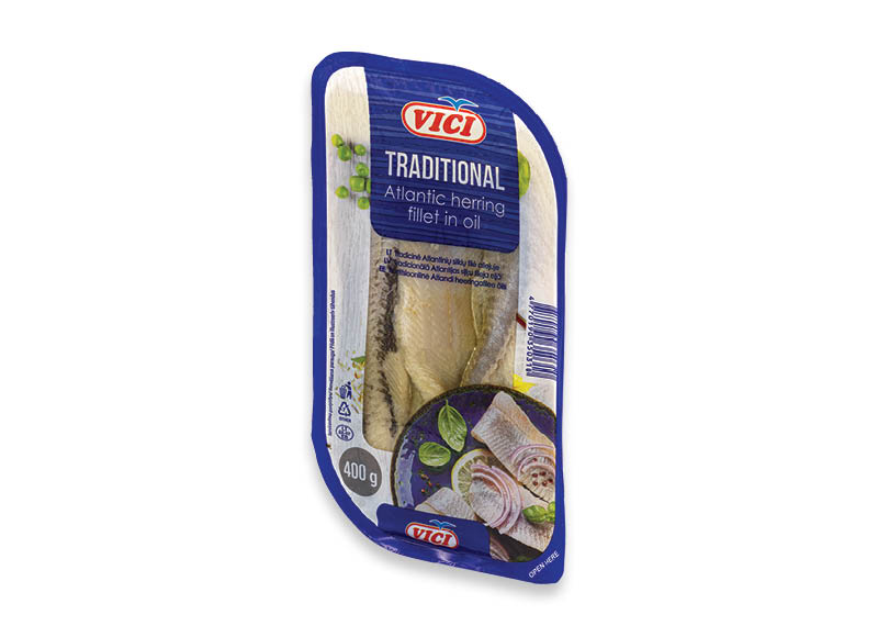 Sūdyta TRADICINĖ silkių filė aliejuje VIČI
			, 
				 400 g, 6,73 Eur/kg. A lygio parduotuvėse