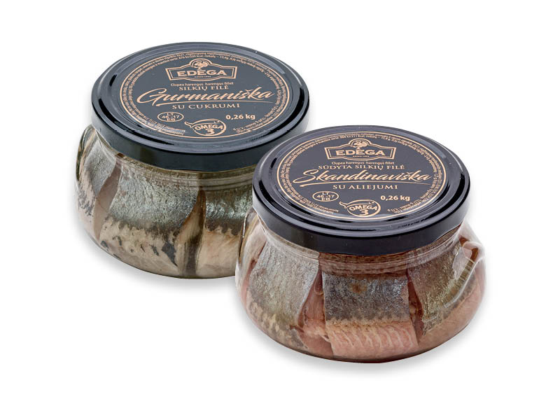 GURMANIŠKA ir SKANDINAVIŠKA silkių filė EDEGA
			, 
				 260 g, 2 rūšių, 9,81 Eur/kg. Ir IKI EXPRESS