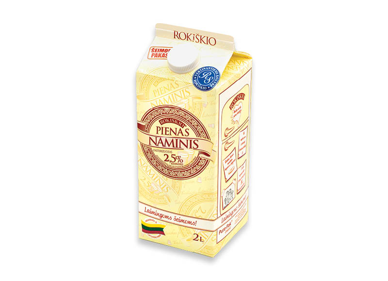 Natūralus ROKIŠKIO NAMINIS pienas
			, 
				 2 l, 3,5 % rieb., 1,20 Eur/l