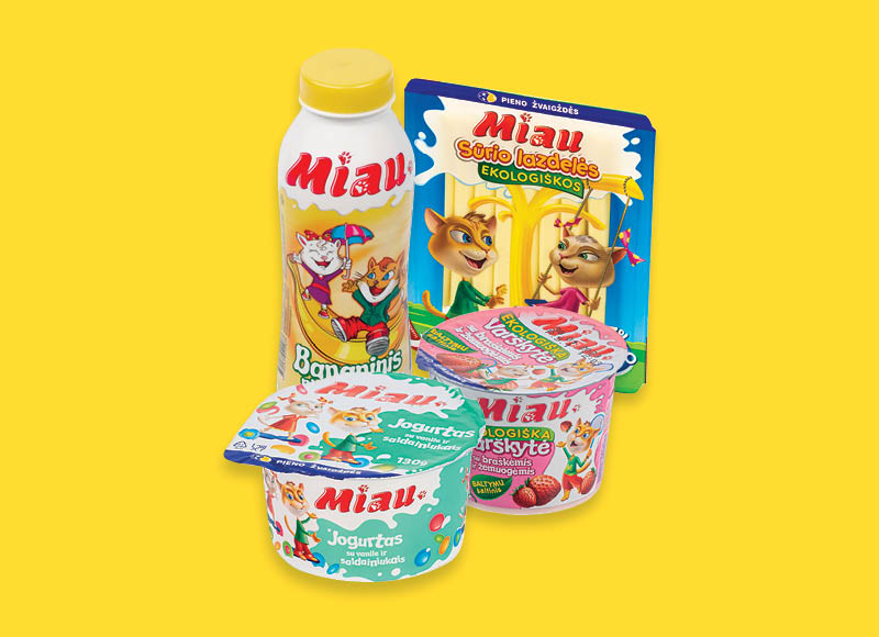 Pieno produktams MIAU
			, 
				 Įvairių rūšių