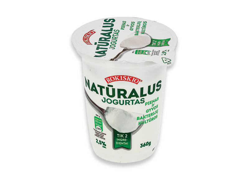ROKIŠKIO natūralus jogurtas TIK 2 INREDIENTAI
			, 
				 360 g, 2,5 % rieb., 1,49 Eur/vnt.