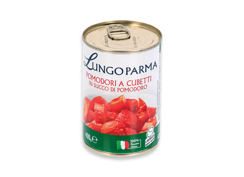 Konservuoti smulkinti pomidorai LUNGO PARMA
			, 
				 400 g, 1,98 Eur/kg