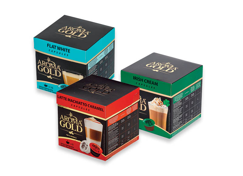 Kavos kapsulės AROMA GOLD
			, 
				 16 vnt., įvairių rūšių, 0,25 Eur/vnt. Akcija galioja 2023 08 21 – 09 17 d.