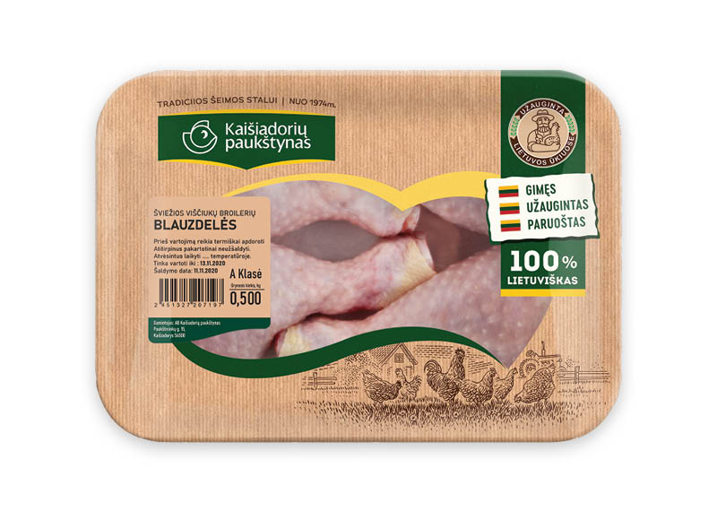 Šviežios viščiukų broilerių blauzdelės KAIŠIADORIŲ PAUKŠTYNAS
			, 
				 500 g