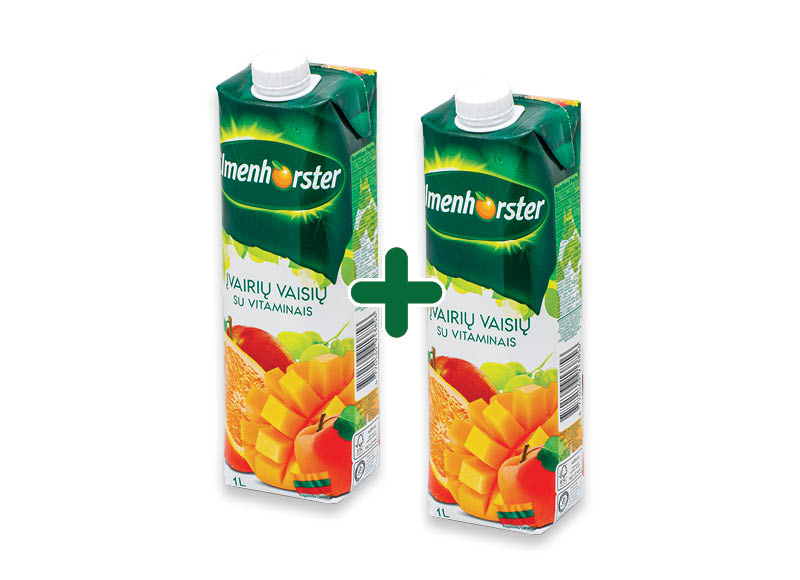 Įvairių vaisių sulčių gėrimas ELMENHORSTER
			, 
				 1 l, 1,55 Eur/vnt.