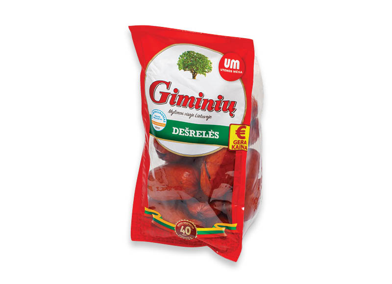 Karštai rūkytos GIMINIŲ dešrelės
,
800 g, 4,99 Eur/kg Karštai rūkytos GIMINIŲ dešrelės
,
800 g, 4,99 Eur/kg