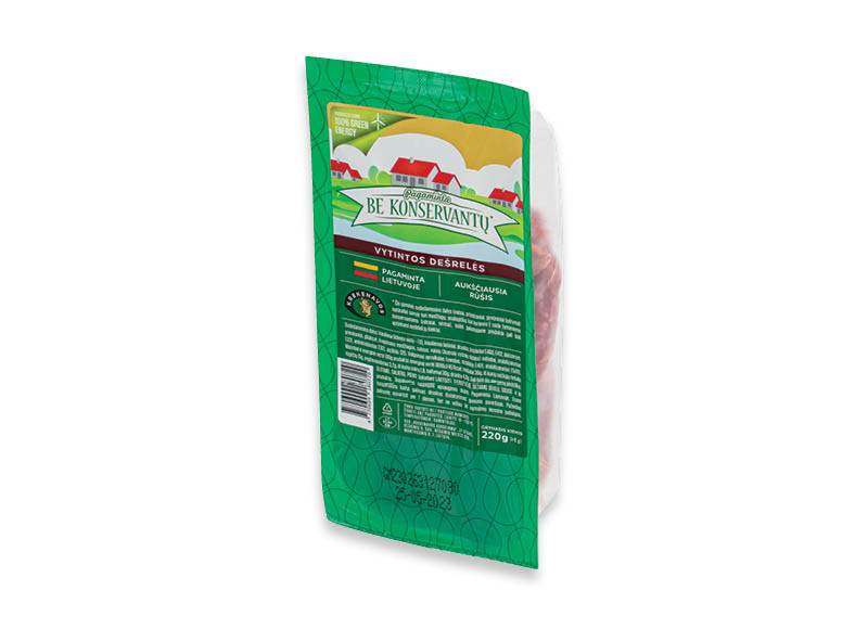 Vytintos dešrelės PAGAMINTA BE KONSERVANTŲ
,
220 g, 6,99 Eur/vnt. Vytintos dešrelės PAGAMINTA BE KONSERVANTŲ
,
220 g, 6,99 Eur/vnt.