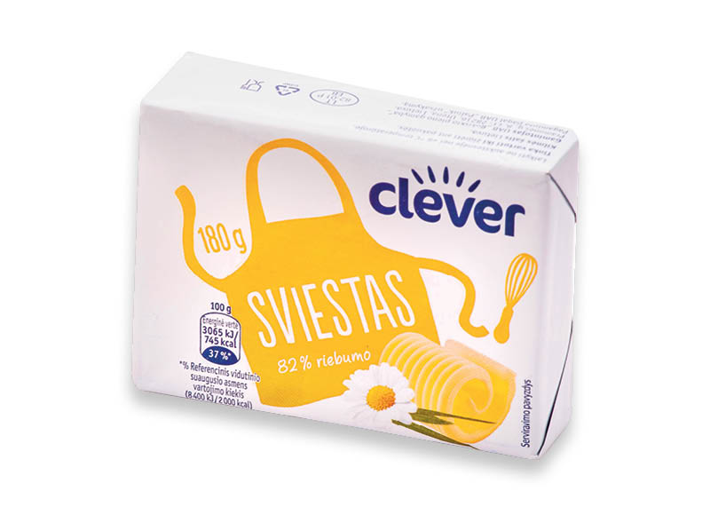 CLEVER sviestas
			, 
				 180 g, 82 % rieb., 7,61 Eur/kg