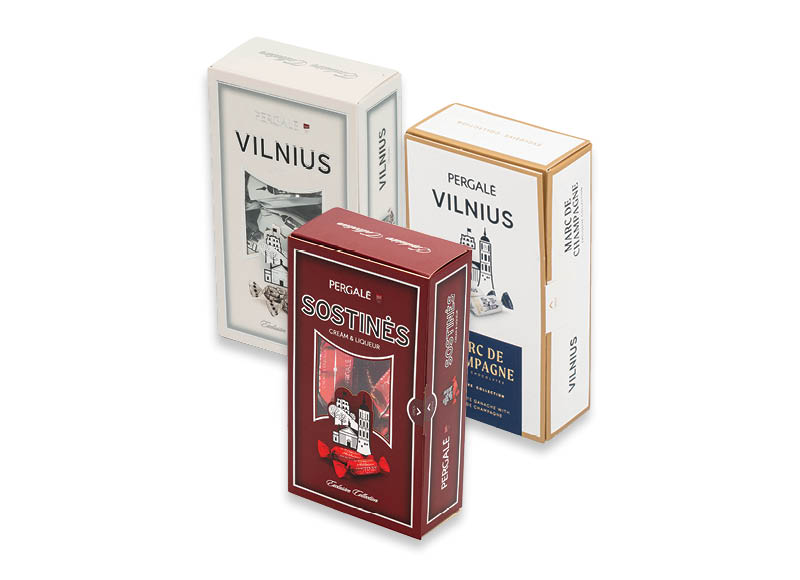 Saldainių dėžutė SOSTINĖS, VILNIUS ir MARC DE CHAMPAGNE
			, 
				 140 g, 170 g, 3 rūšių. Ir IKI EXPRESS