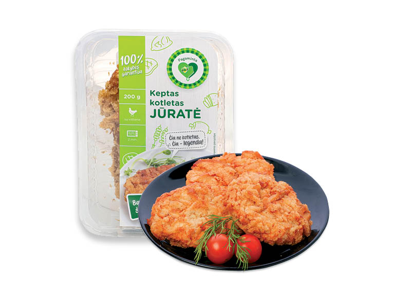 PAGAMINTA IKI keptas JŪRATĖS kotletas
			, 
				 200 g, 14,95 Eur/kg. Ir IKI EXPRESS
