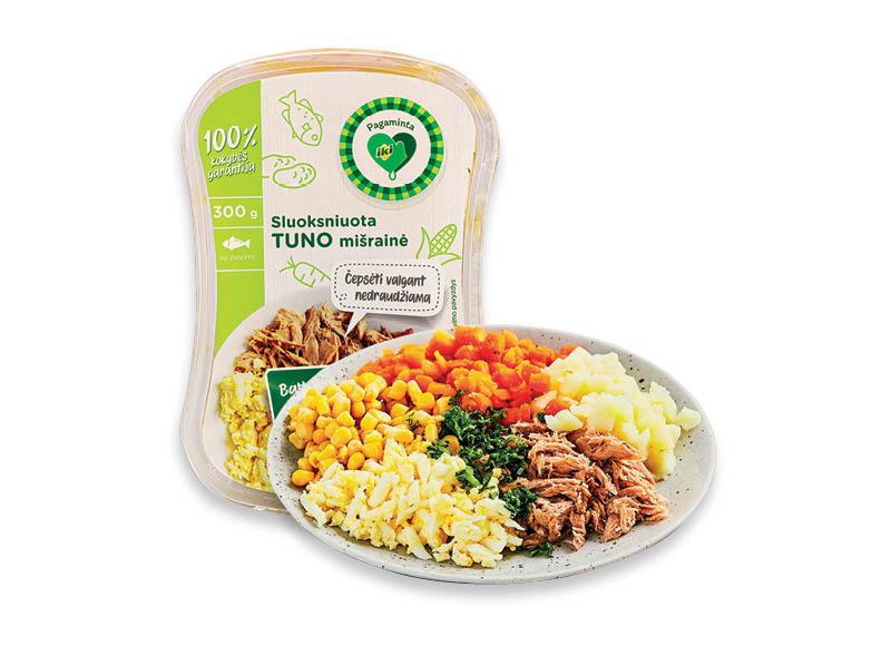 PAGAMINTA IKI sluoksniuota tuno mišrainė
			, 
				 300 g, 9,97 Eur/kg. Ir IKI EXPRESS