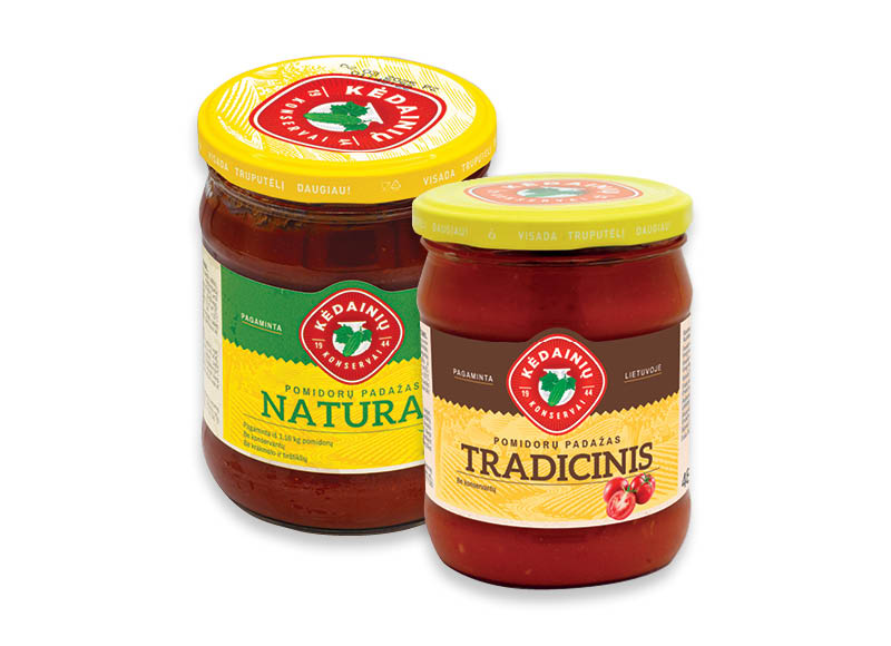 KĖDAINIŲ pomidorų padažams
,
435 g, 480 g, 500 g, 5 rūšių KĖDAINIŲ pomidorų padažams
,
435 g, 480 g, 500 g, 5 rūšių