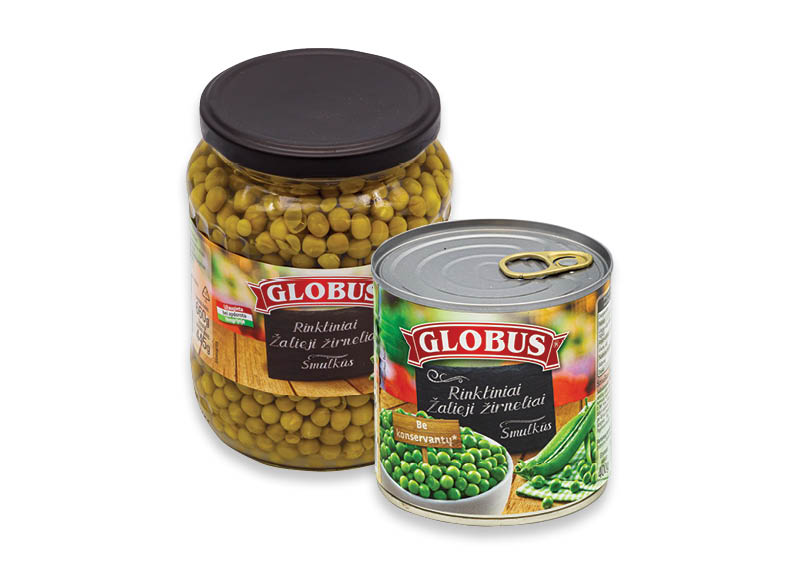 Konservuotoms daržovėms GLOBUS
			, 
				 340 g, 350 g, 400 g, 660 g, 3 rūšių