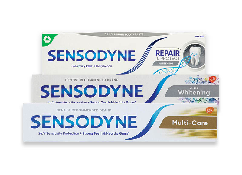 Burnos priežiūros priemonėms SENSODYNE