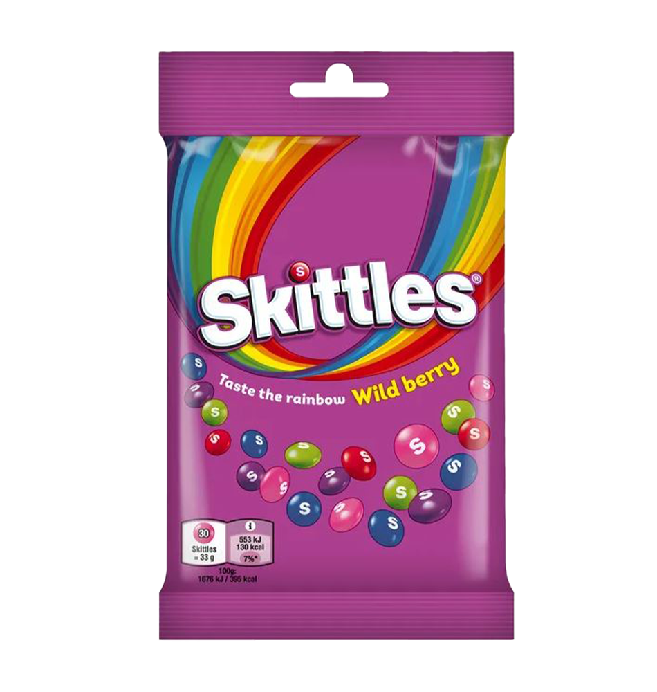 Laukinių uogų skonio saldainiai Skittles Wild Berry, 95g