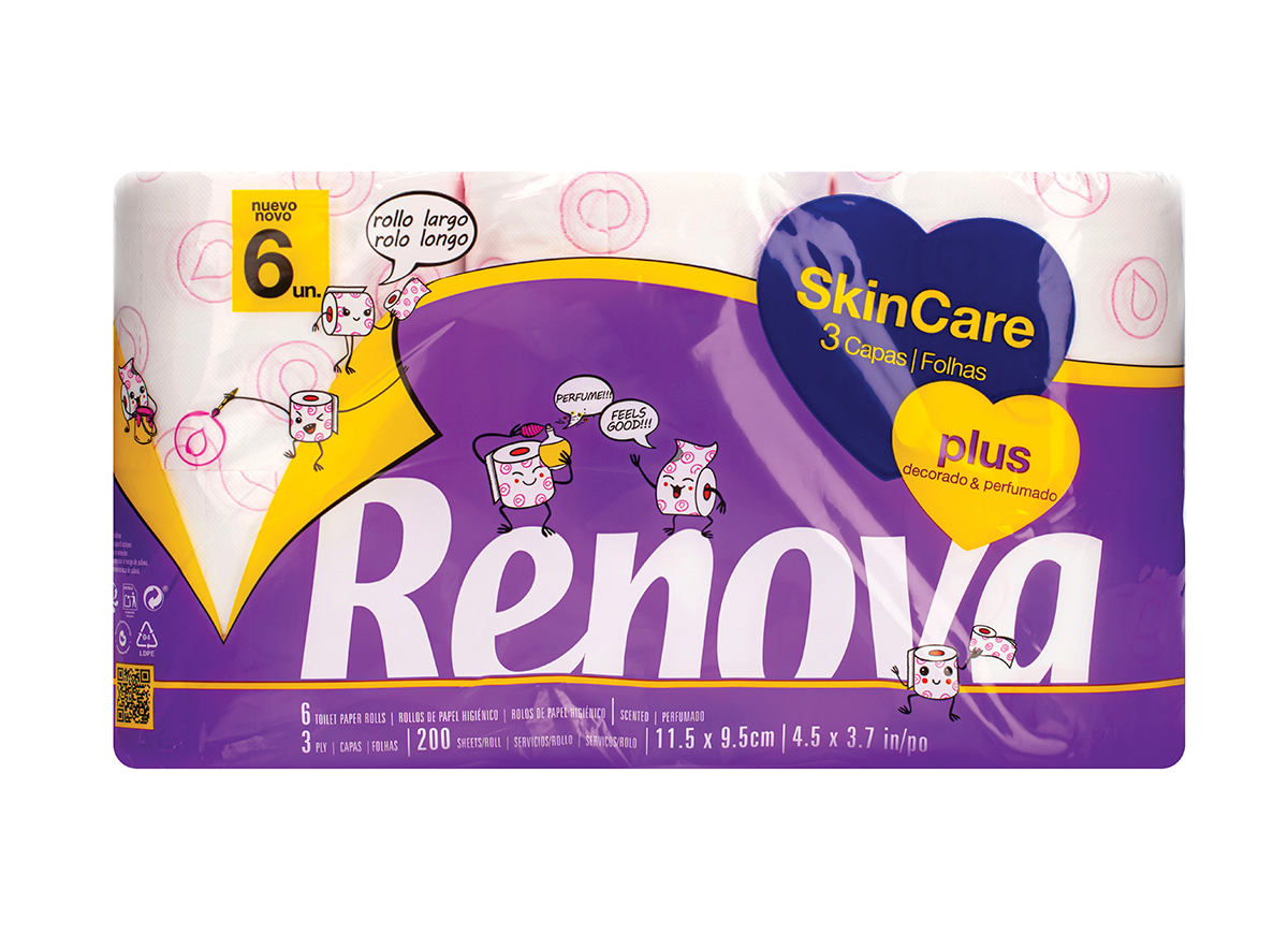 Tualetinis popierius RENOVA SKIN CARE PLUS, 6 vnt