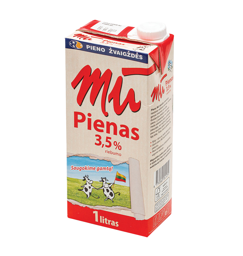 UAT pienas MŪ, 3,5% rieb., 1 l