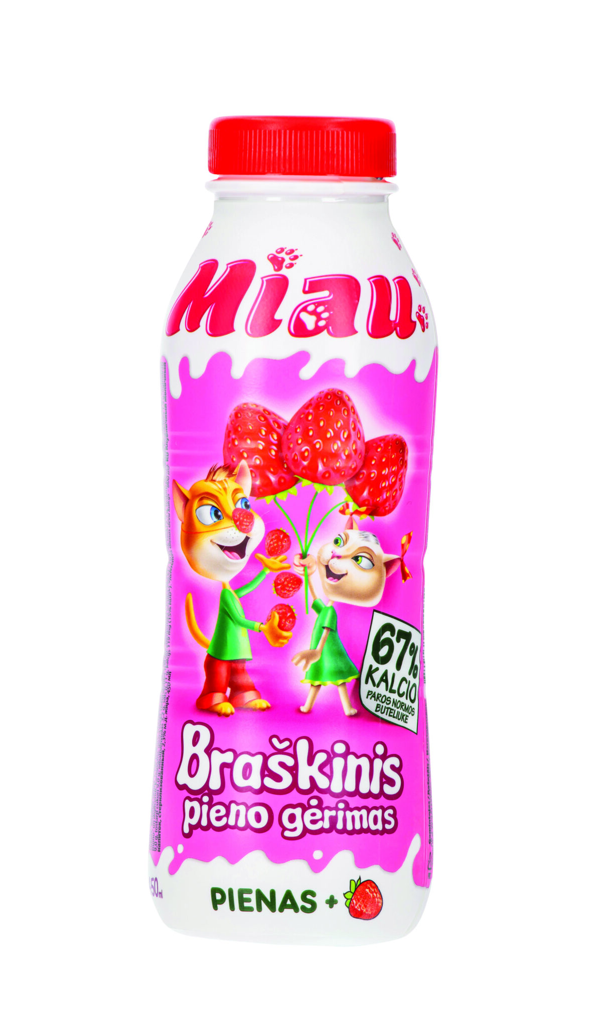 Braškinis pieno gėrimas MIAU, 2,3% rieb., 450 ml