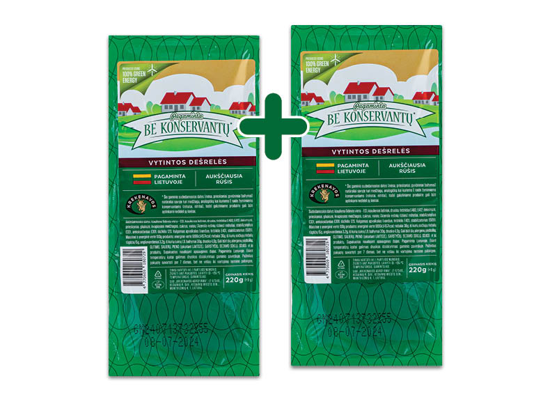 Iki – akcija / nuolaida: Vytintos dešrelės PAGAMINTA BE KONSERVANTŲ