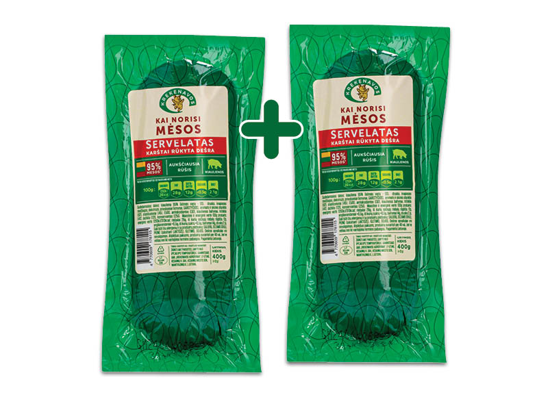 Iki – akcija / nuolaida: Karštai rūkytas servelatas KAI NORISI MĖSOS