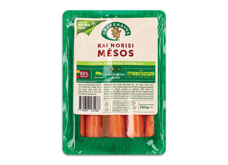 Iki – akcija / nuolaida: Virtos pieniškos dešrelės KAI NORISI MĖSOS