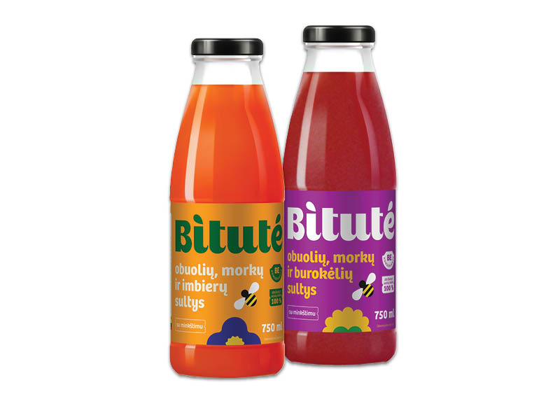 BITUTĖ obuolių, morkų, burokėlių ar obuolių, morkų, imbierų sultys, 750 ml