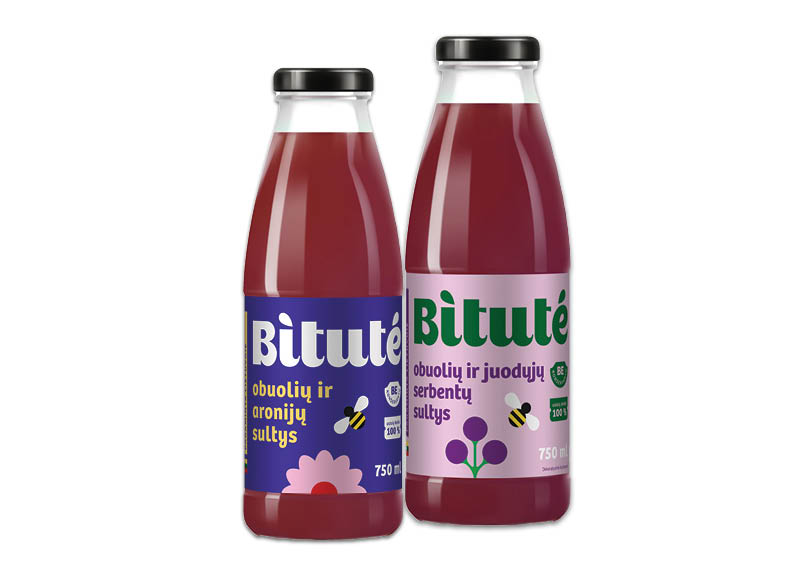 BITUTĖ obuolių ir juodųjų serbentų ar obuolių ir aronijų sultys, 750 ml